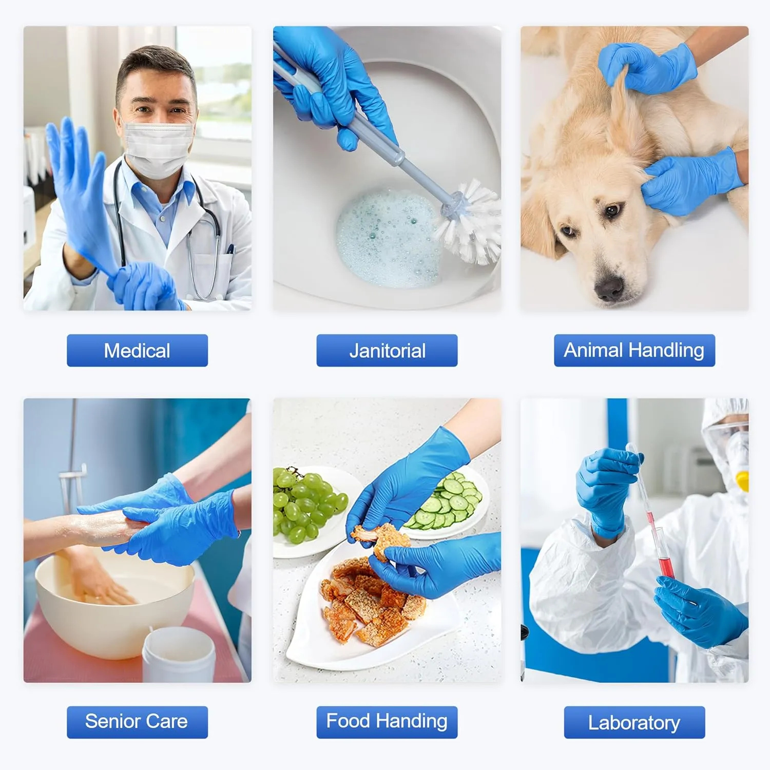 Schneider Blue Vinyl Synthetic Exam Gloves, Medium, Case of 1000, 4-mil, Powder-Free, Latex-Free, Non-Sterile, Disposable Gloves