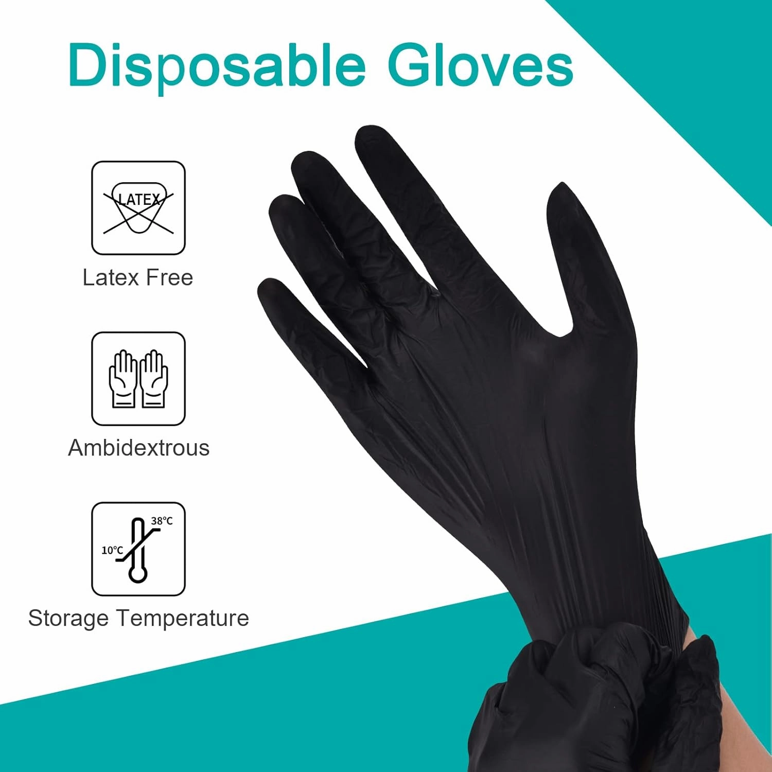 Schneider Black Vinyl Exam Gloves, 4mil, Disposable Gloves Latex-Free, for Medical, Cooking, Cleaning, Food Prep