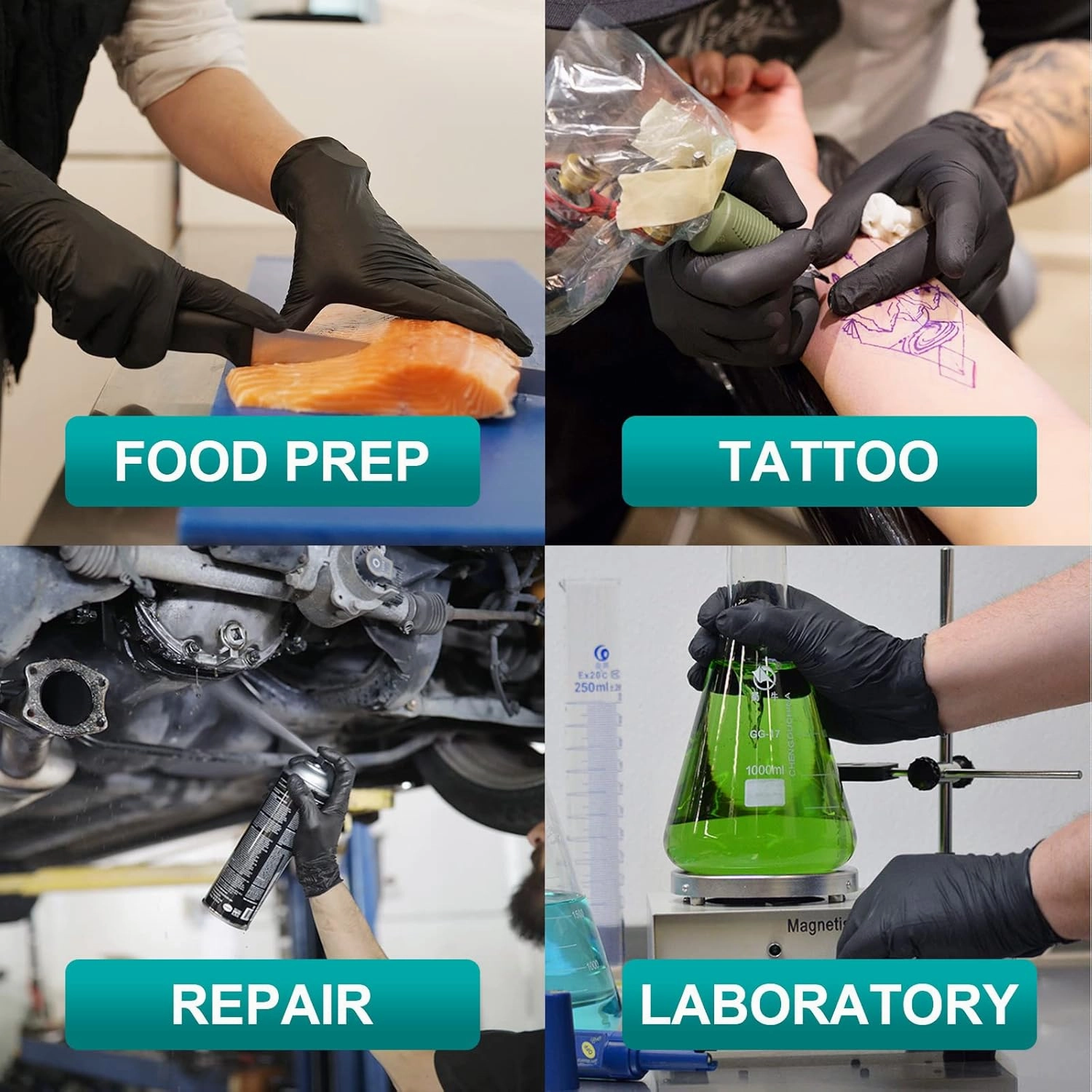 Schneider Black Vinyl Exam Gloves, 4mil, Disposable Gloves Latex-Free, for Medical, Cooking, Cleaning, Food Prep