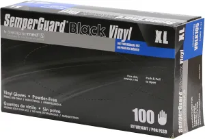 SemperGuard Black Vinyl Gloves XL 100 Count (Pack of 1)
