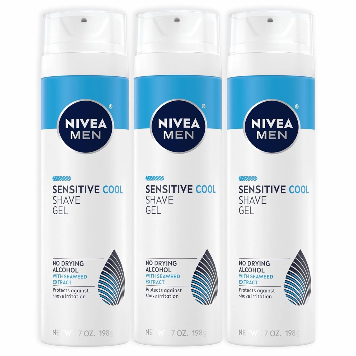 Sensitive Cooling Shave Gel with Chamomile and Seaweed Extracts, 3 Pack of 7 Oz Cans