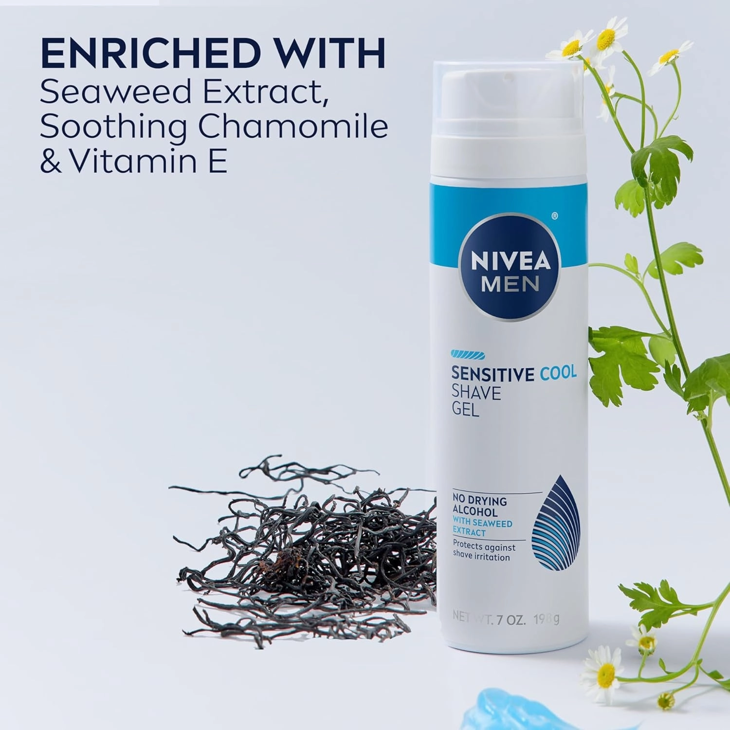 Sensitive Cooling Shave Gel with Chamomile and Seaweed Extracts, 3 Pack of 7 Oz Cans