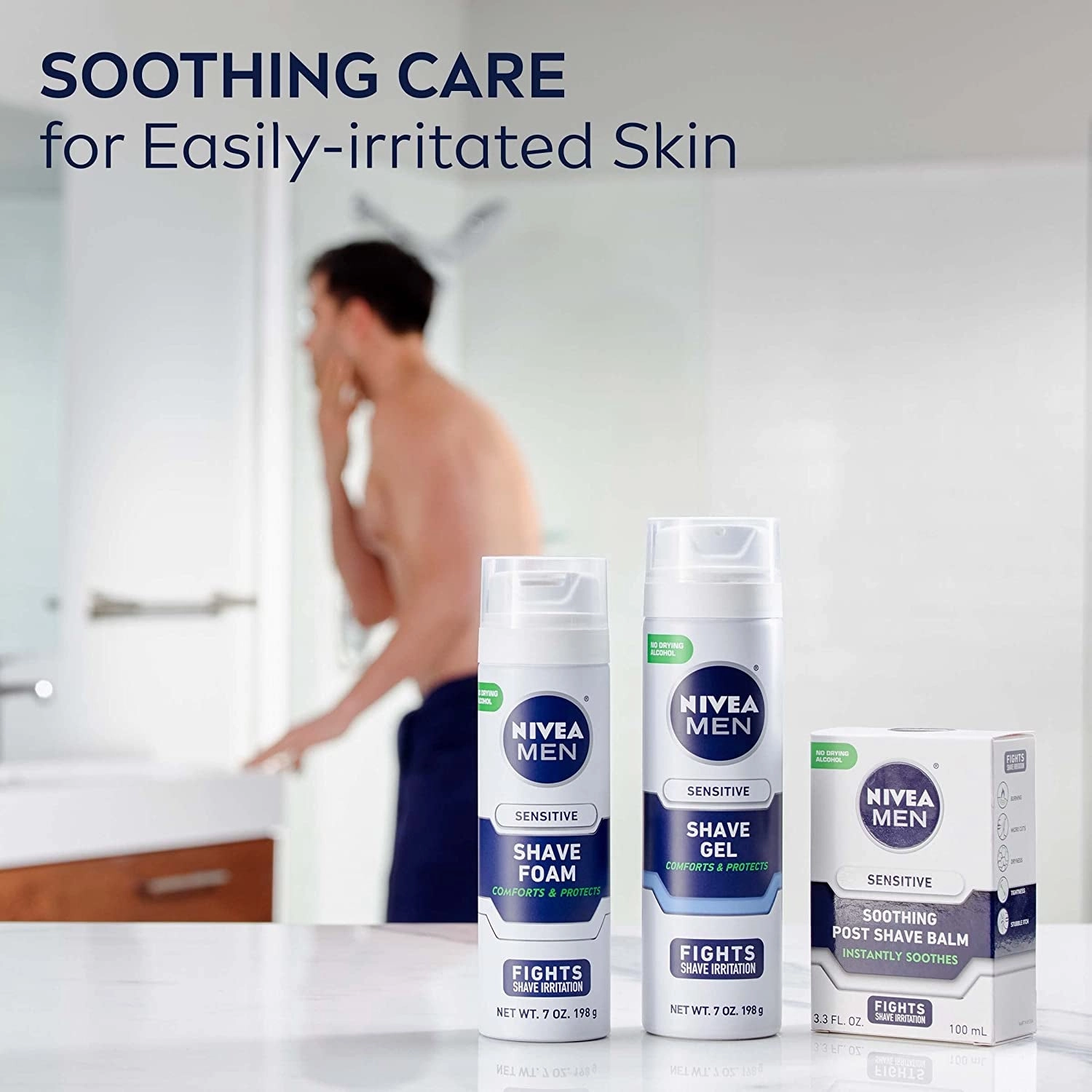 Sensitive Shave Gel with Vitamin E, Soothing Chamomile and Witch Hazel Extracts, No Drying Alcohols, 3 Pack of 7 Oz Cans