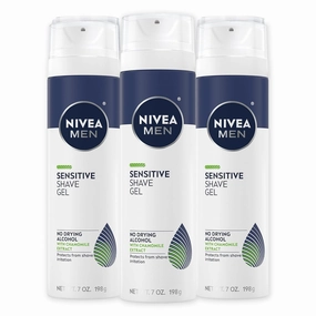 Sensitive Shave Gel with Vitamin E, Soothing Chamomile and Witch Hazel Extracts, No Drying Alcohols, 3 Pack of 7 Oz Cans