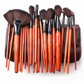 Set of 24 Professional Makeup Brush Cosmetic Brush Fiber Hair Makeup Set BROWN