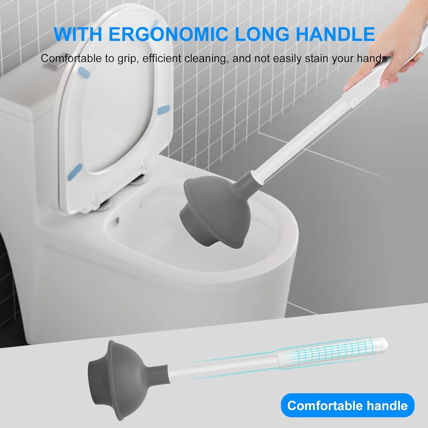 SetSail Toilet Brush and Plunger Set, 2 Packs Toilet Plungers for Bathroom Heavy Duty Toilet Bowl Brush and Holder Hidden Toilet Plunger and Brush Set for Deeply Cleaning - White