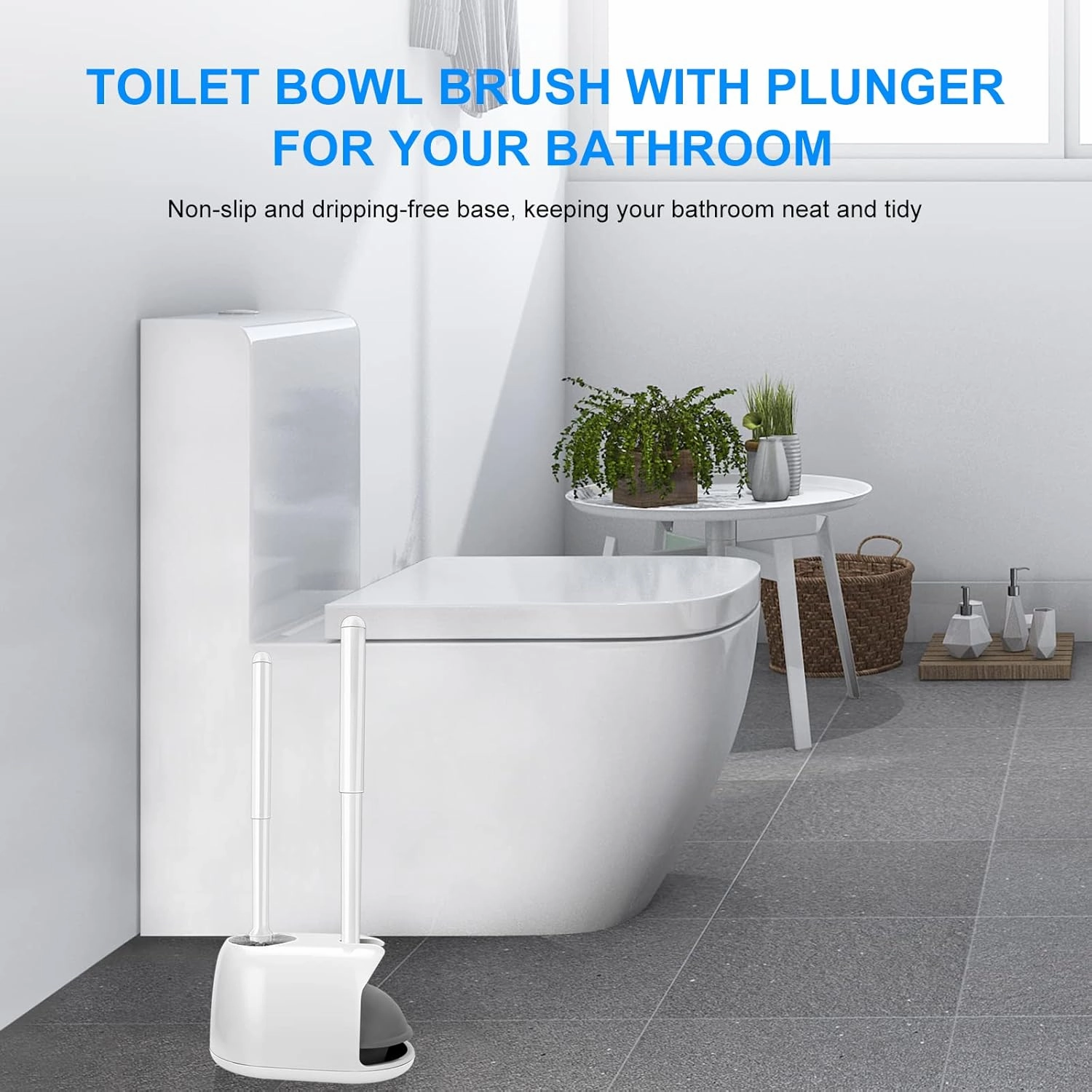 SetSail Toilet Brush and Plunger Set, 2 Packs Toilet Plungers for Bathroom Heavy Duty Toilet Bowl Brush and Holder Hidden Toilet Plunger and Brush Set for Deeply Cleaning - White