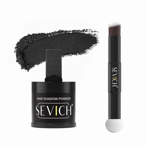 Sevich Hairline Powder 10g with Brush, Instantly Conceals Hair Loss & Thinning & Gray, 48H Waterproof Root Touch Up Powder, Natural Hair Shadow Toppers for Women & Men, 1 Box = 2.5 Boxes,Black