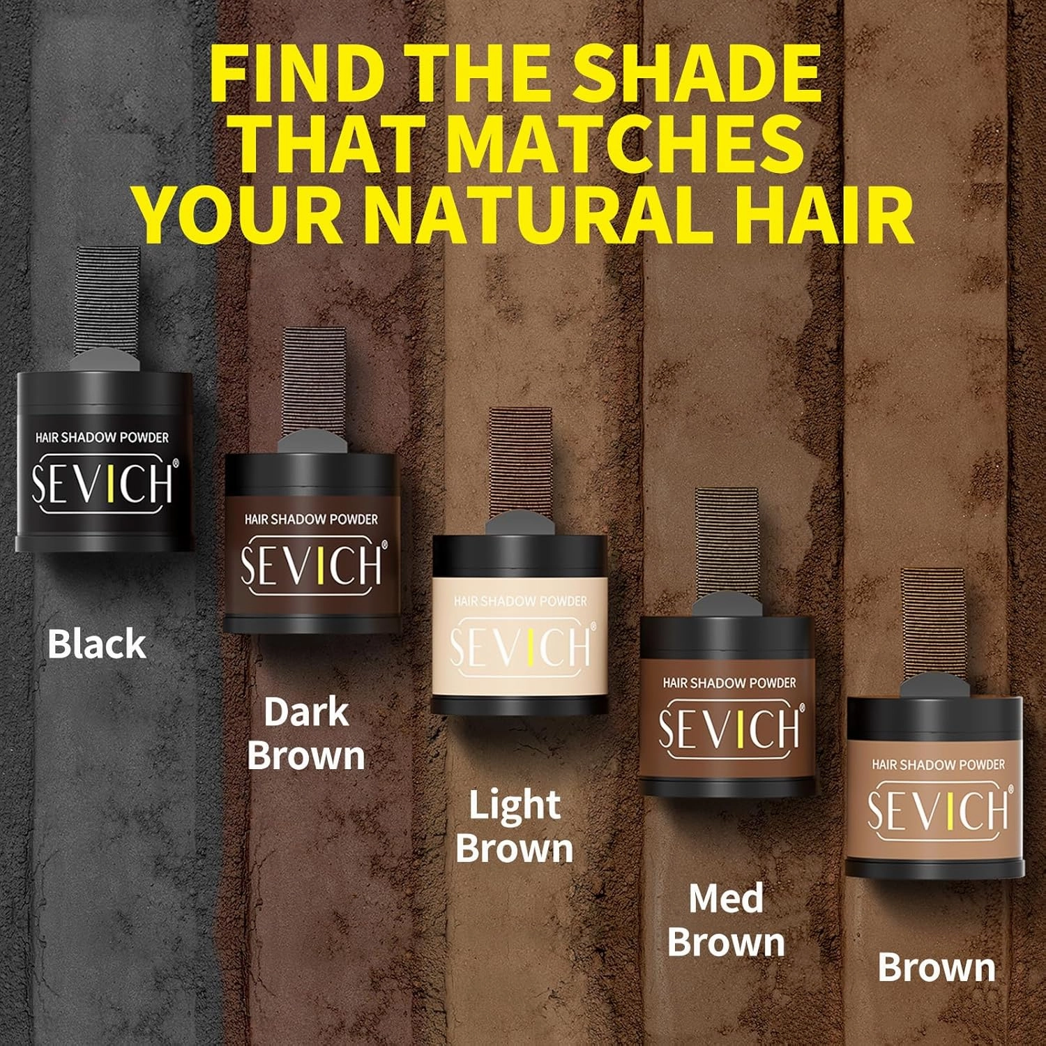 Sevich Hairline Powder 10g with Brush, Instantly Conceals Hair Loss & Thinning & Gray, 48H Waterproof Root Touch Up Powder, Natural Hair Shadow Toppers for Women & Men, 1 Box = 2.5 Boxes,Black