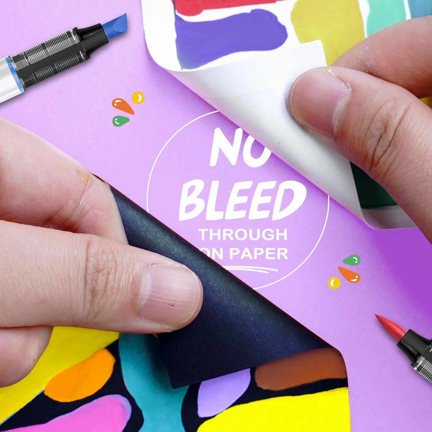 SFAIH Acrylic Paint Markers, 48 Colors Dual Tips Acrylic Brush Markers With Chisel Tip, Automatic Ink Control, Ultra-High Coverage, No Bleed Water-Based Ink, Art Supplies for Rock, Canvas, Fabric