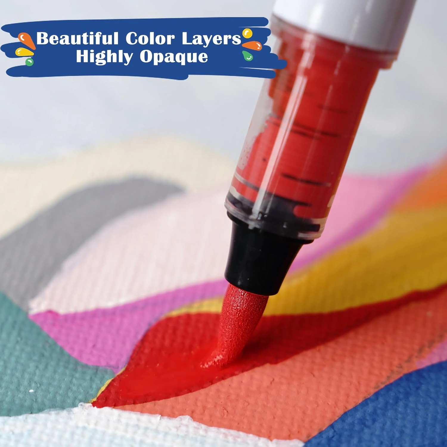 SFAIH Acrylic Paint Markers, 48 Colors Dual Tips Acrylic Brush Markers With Chisel Tip, Automatic Ink Control, Ultra-High Coverage, No Bleed Water-Based Ink, Art Supplies for Rock, Canvas, Fabric