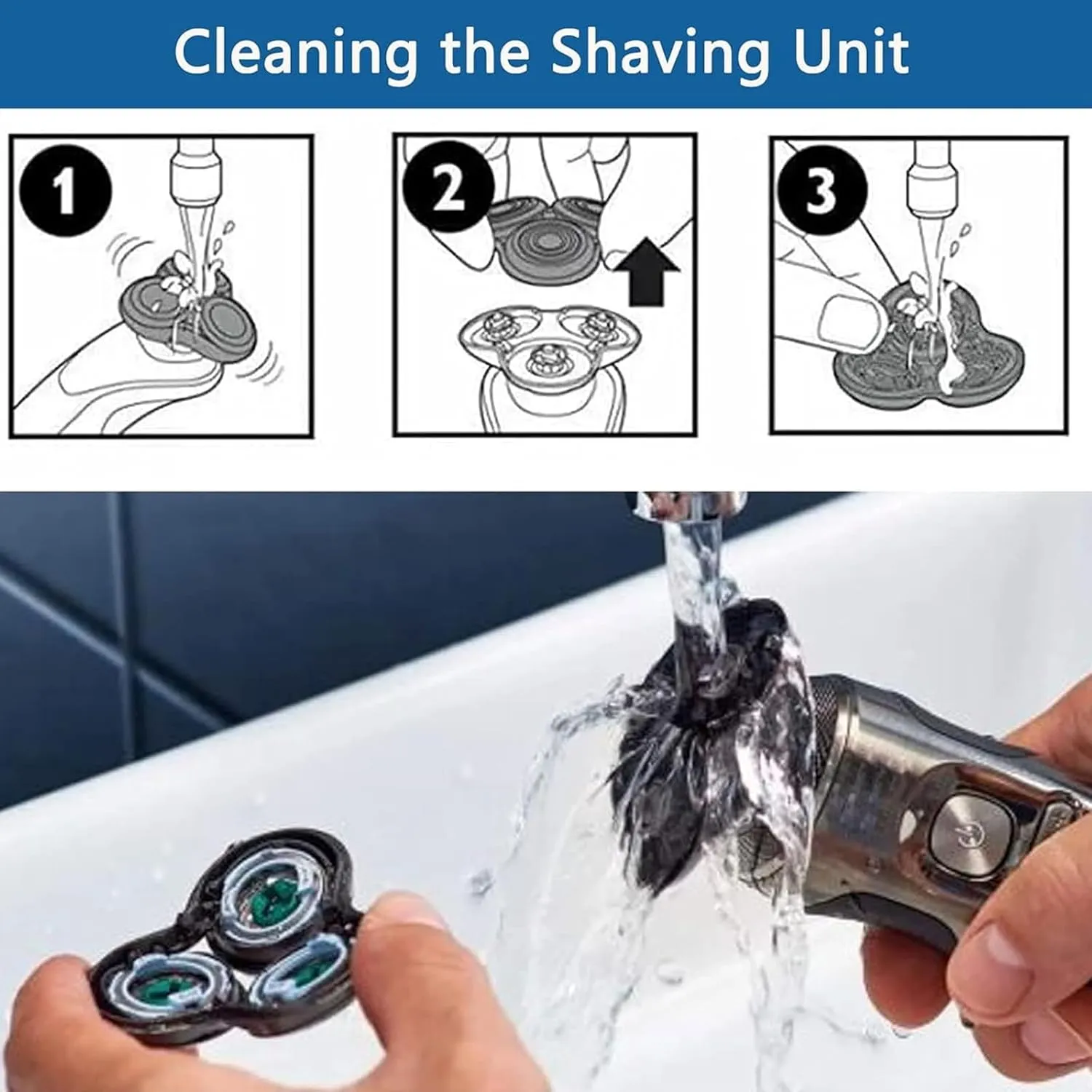 SH60 Replacement Heads Blades Compatible with Philips Shaver S6000 Series, SH60 Shaving Replacement Heads for Electric Razors Series 6000 S6810, S6820, S6850, S6880/81 S6810 W/Cleaning Brush