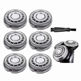 SH60 Replacement Heads Compatible with Philips Series 6000 S6xxx, S6880/81, S6810/82, S6850/85,Compatible with Norelco Shaver Cleaning Brush S6xxx Series 6Pcs with Cleaning Brush
