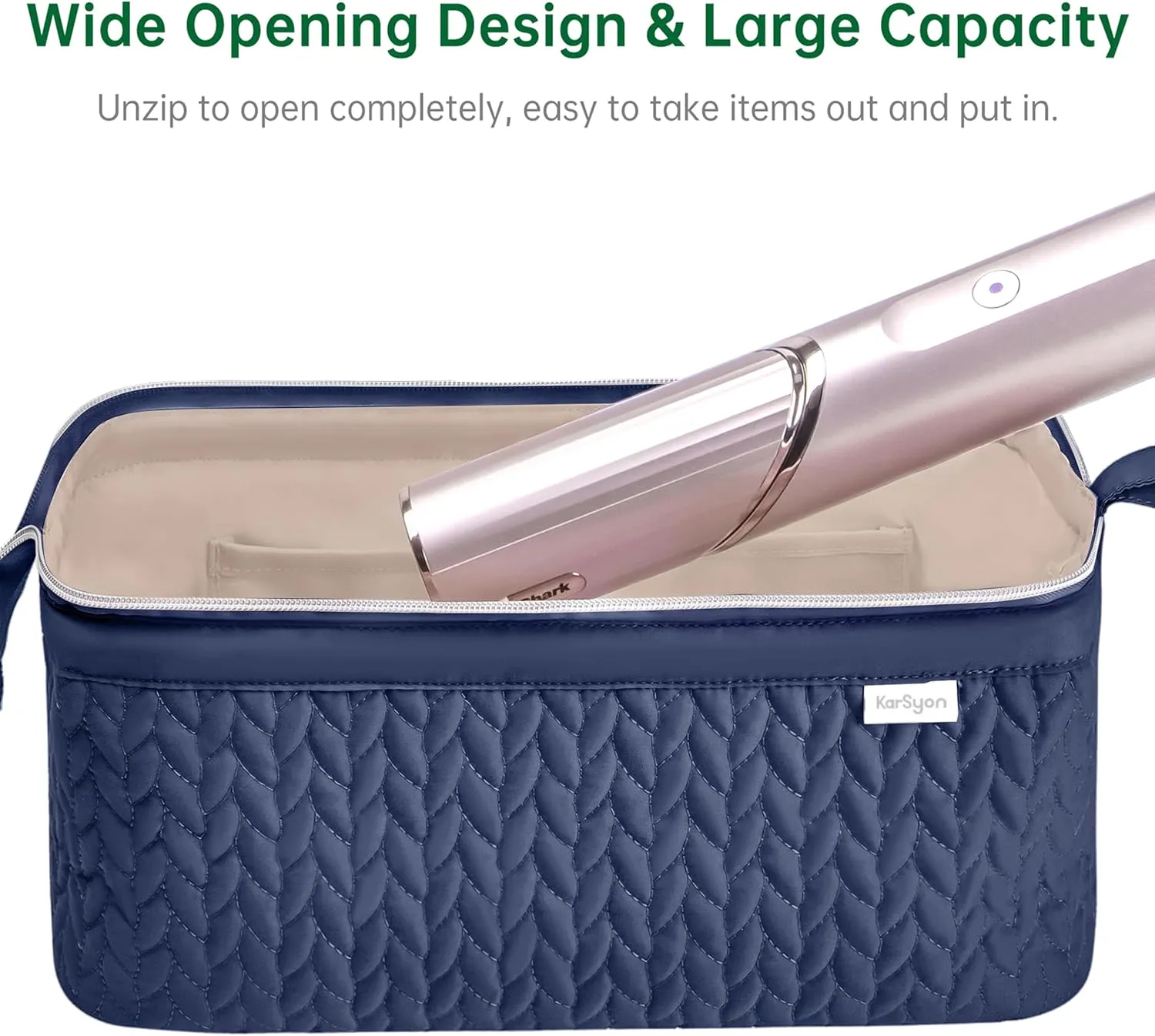 Shark Flex Style Case for Airwrap Hair Dryer Brush Revlon Hair Tools Travel Bag Carrying Case Flat Curling Iron Organizer (Navy Blue)