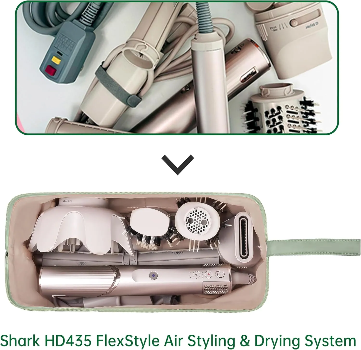 Shark Flex Style Case for Airwrap Hair Dryer Brush Revlon Hair Tools Travel Bag Carrying Case Flat Curling Iron Organizer (Sage Green)