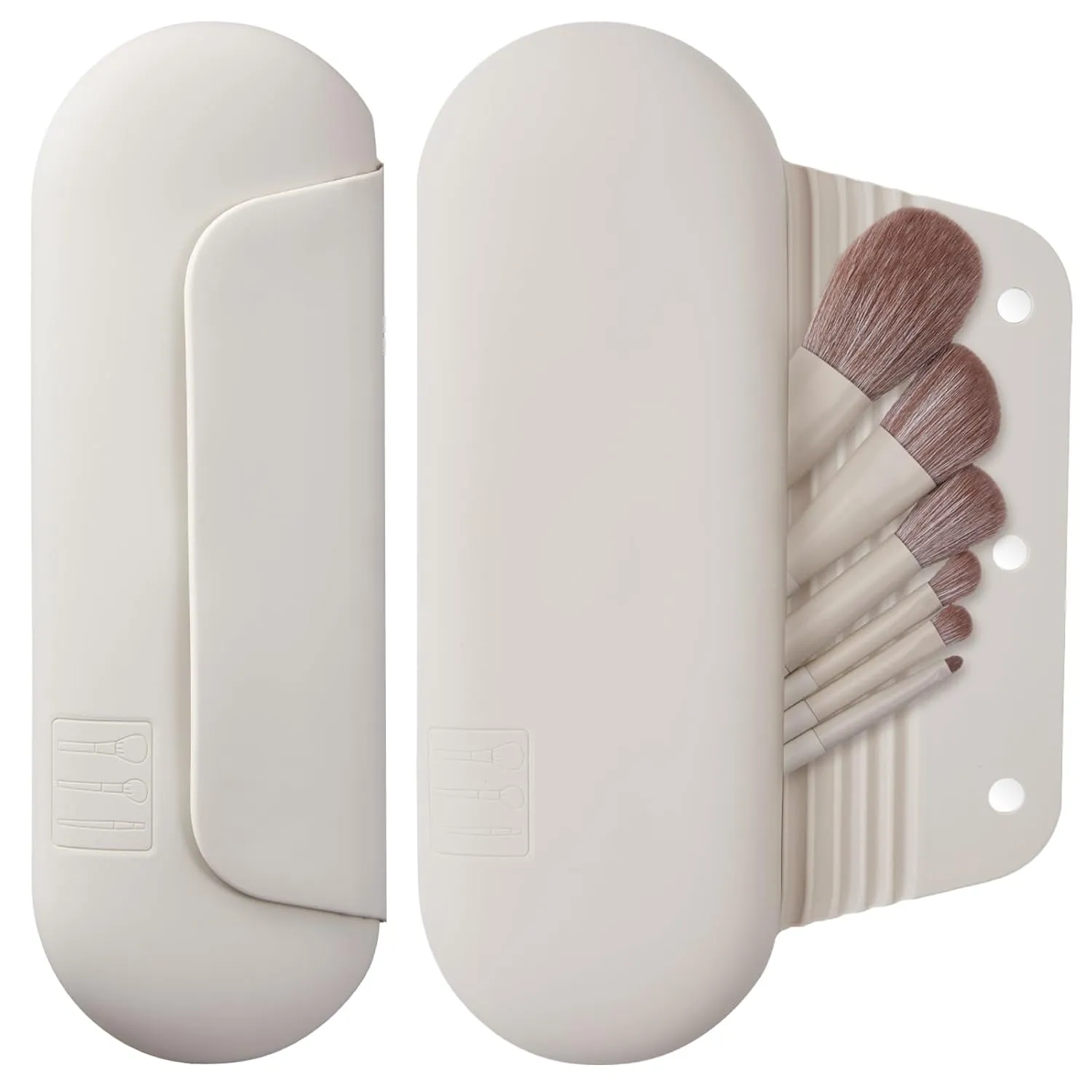 Silicone Makeup Brush Holder Travel Cosmetic Bag：Soft Portable Cosmetic Face Brushes Holder with Upgrade Anti-Fall Out Magnetic Closure, Large Travel Makeup Brush Case - Starlight