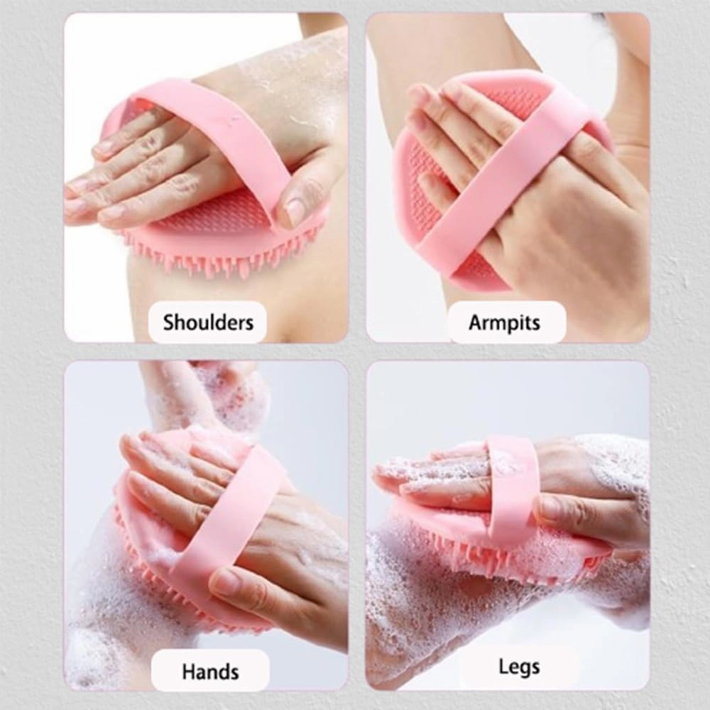 Silicone Body Scrubber, Exfoliating Body Wash Scrubbers, Handheld Soft Cleansing Skin Brush, Gentle Massage and Lather Well, 2-Pack (Purple)