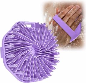 Silicone Body Scrubber, Exfoliating Body Wash Scrubbers, Handheld Soft Cleansing Skin Brush, Gentle Massage and Lather Well, 2-Pack (Purple)