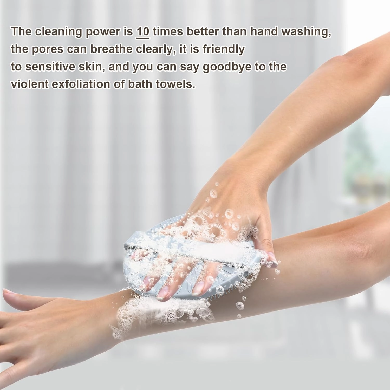 Silicone Body Scrubber Exfoliator for Shower - Shower Scrubber, Soft Skin Cleanser for Smooth Skin, Reusable Eco，Durable & Lather-Boosting, Men/Women Bath Brush (Grey, Round)