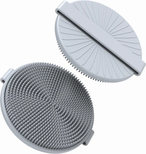 Silicone Body Scrubber Exfoliator for Shower - Shower Scrubber, Soft Skin Cleanser for Smooth Skin, Reusable Eco，Durable & Lather-Boosting, Men/Women Bath Brush (Grey, Round)