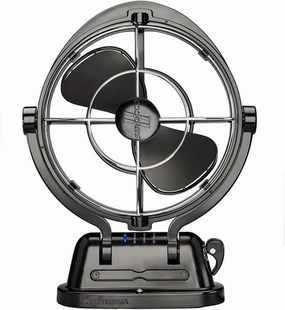 Sirocco II™ Fan from by Caframo. 12V/24V Auto-Sensing DC, Omnidirectional Low-Power Draw Fan for Boats and RVs. Hardwire Installation Required. Made in Canada. Black.