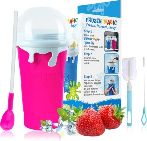 Slushy Maker Cup, Slushie Cup, Quick Frozen Magic Cup, 17oz/500ml Double Layers Slushie Maker Cup, Cool Stuff Birthday Gifts for Kids (Rose)