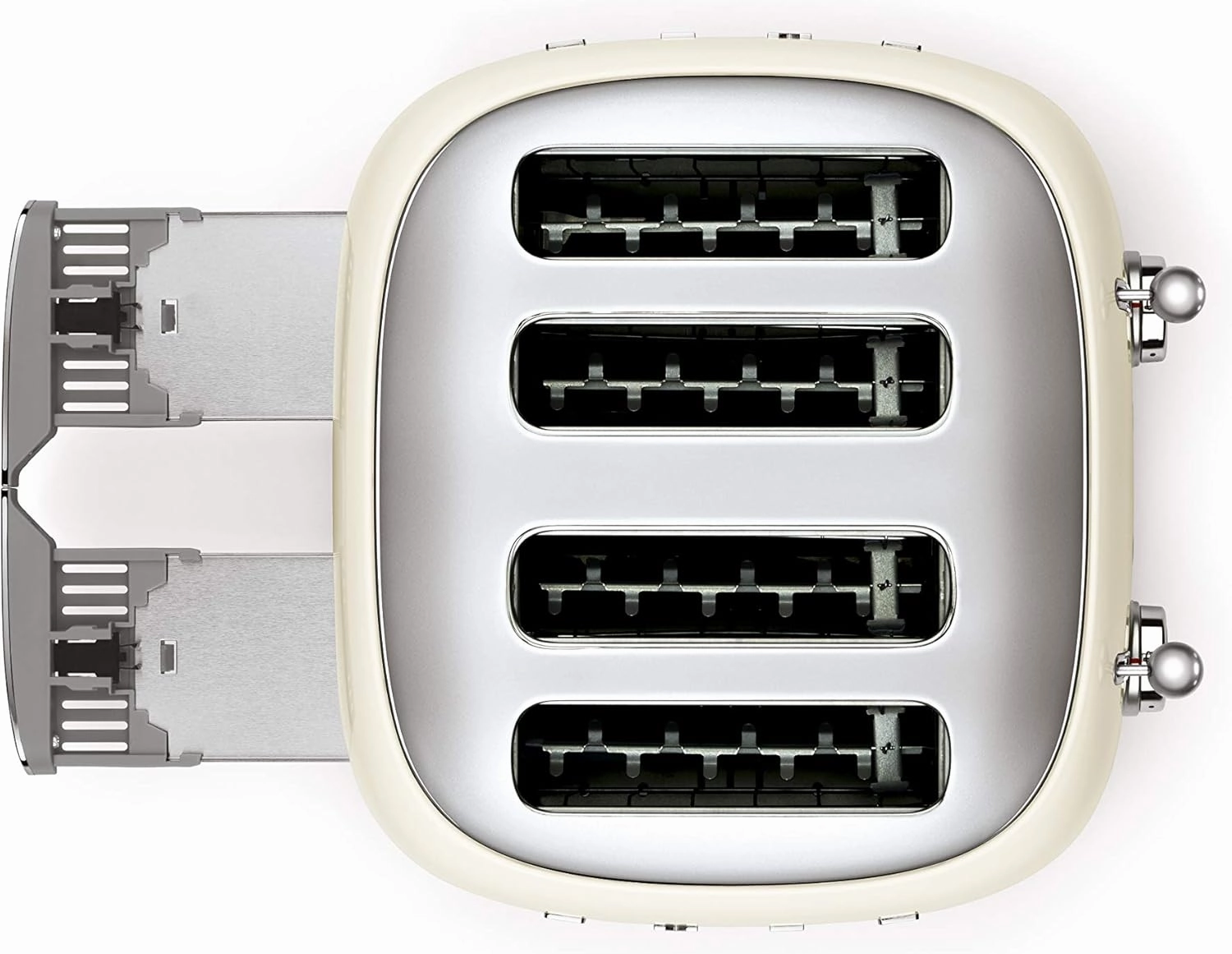 Smeg 50's Style Retro Aesthetic 4 Slice Toaster 6 Presets Extra Wide Slots Cream TSF03CRUS