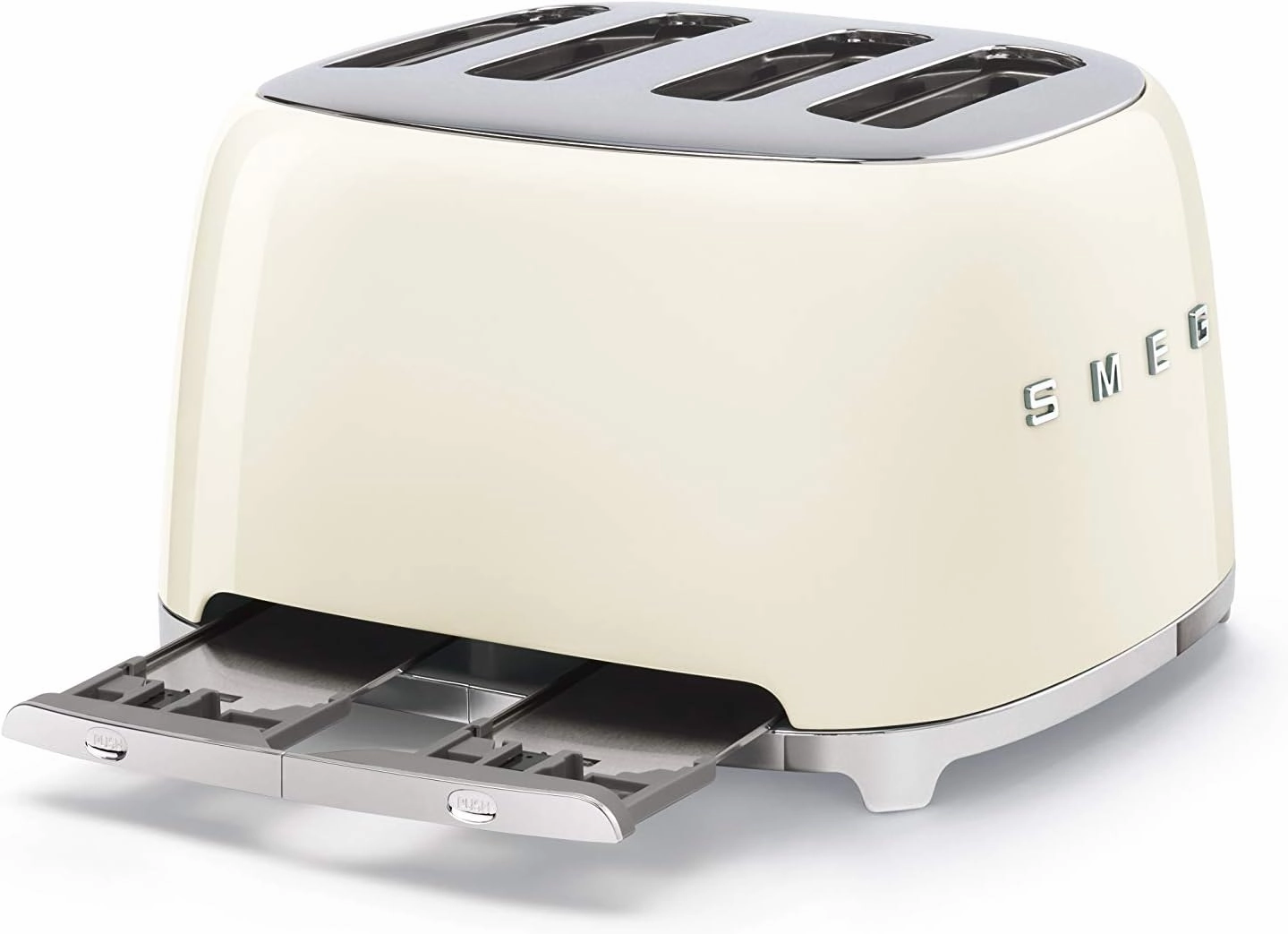 Smeg 50's Style Retro Aesthetic 4 Slice Toaster 6 Presets Extra Wide Slots Cream TSF03CRUS
