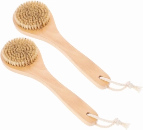 SOIMISS 2pcs Dry Brush for Body Exfoliation and Massage Gentle Boar Bristles Short Handle for Shower Scrubbing and Dry Brushing Sustainable Skin Care Tool