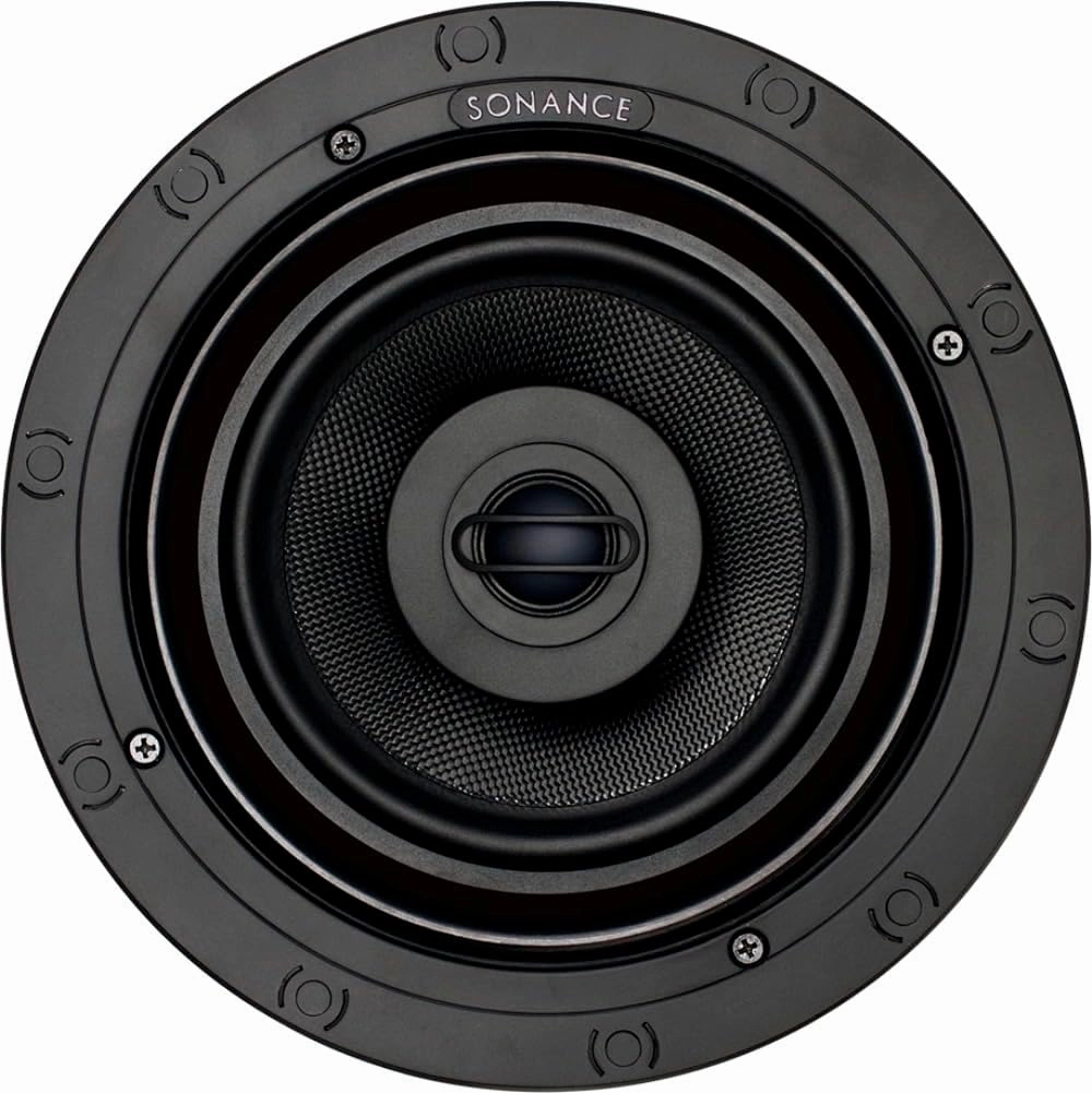 Sonance 93014 Model VP66R Visual Performance Series Medium Round in Ceiling Speakers (Pair), 5 Watts Minimum/140 Watts Maximum Power Handling, 1" (25mm) Powder-Coated Aluminum Dome Tweeter