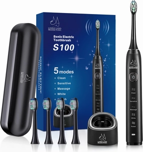 Sonic Electric Toothbrush for Adults, Rechargeable Toothbrush with 4 Replacement Brush Heads & 5 Modes , Travel Case, Ultra Sonic Toothbrush for 99% removing plaque, 2-Min Smart Timer