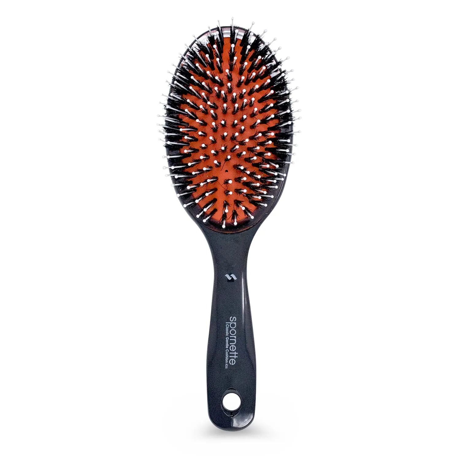 Spornette Classic Cushion Hair Brush, Boar & Ball-Tipped Nylon Bristles - Lightweight Oval Handle Brush for Straightening, Styling, Setting & Detangling - All Hair Types on Men, Women and Children