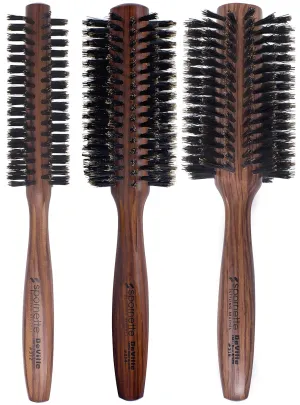 Spornette DeVille Boar Bristle Round Brush Set - Professional Hair Brushes Including 1.5, 2, and 2.5 inch Sizes - For Women, Men, & Kids