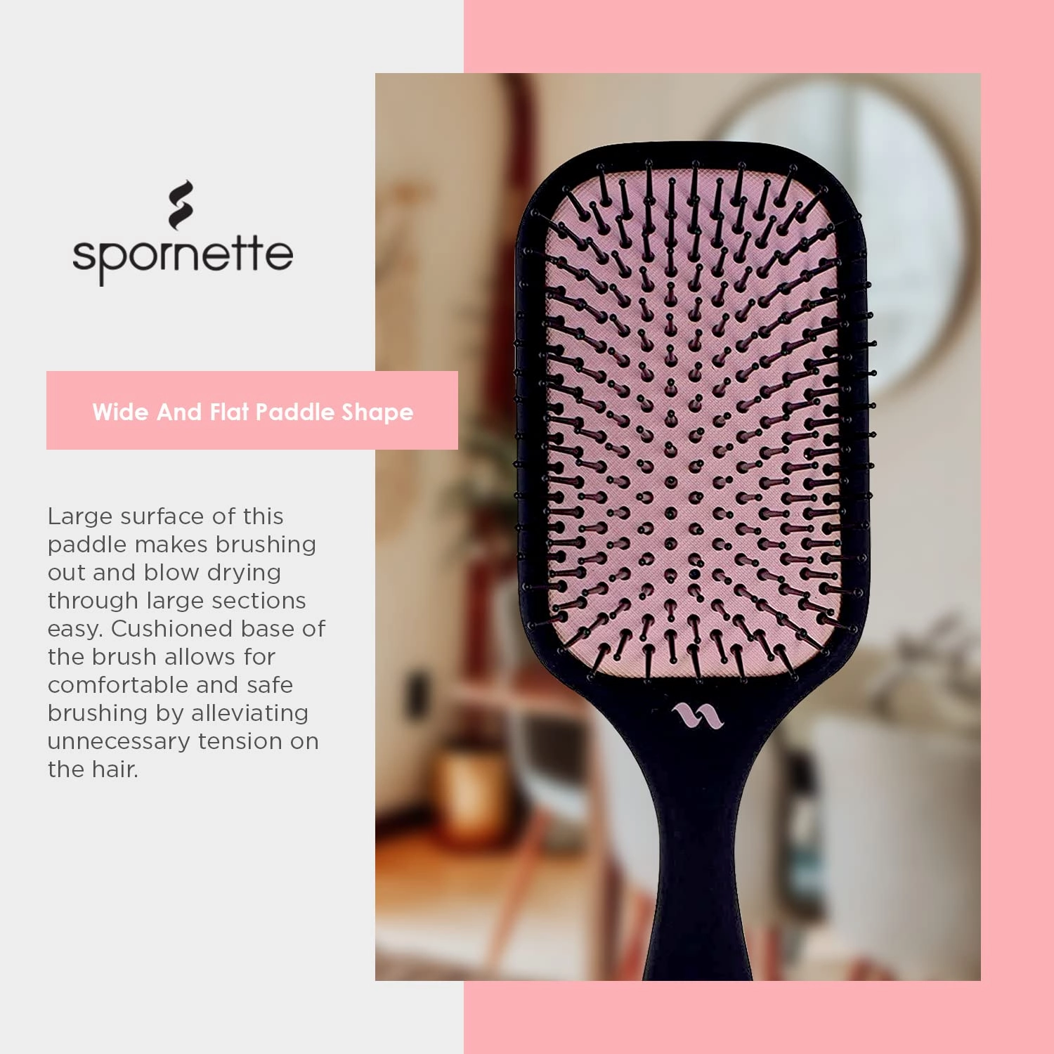 Spornette Pink Ion Fusion Paddle Brush 472