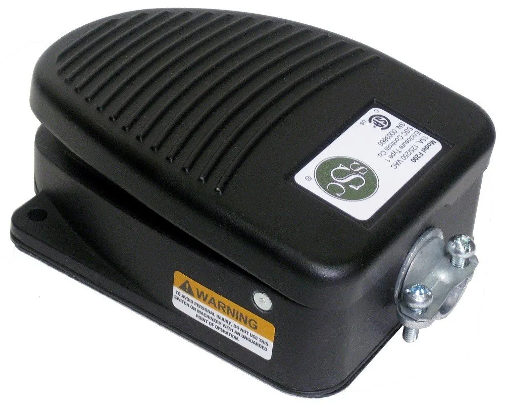 SSC Controls F200 Foot Switch, Momentary Action, SPDT, 15 Amp, Die-Cast, Electrical, Single Pedal, Made in USA