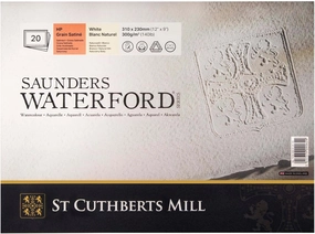 St. Cuthberts Mill Saunders Watercolor Paper Block - 12x9-inch White 100% Cotton - 20 Sheets of 140lb Hot Press Watercolor Paper for Gouache Ink Acrylic Charcoal and More