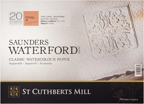 St. Cuthberts Mill Saunders Watercolor Paper Block - 14x10-inch White 100% Cotton- 20 Sheets of 140lb Hot Press for Gouache Ink Acrylic Charcoal and More