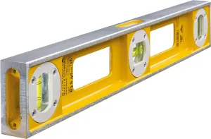 Stabila 83S Spirit Level Type 83 S, 40 cm, Extremely Robust Die-Cast Aluminium Profile, 1 Horizontal Level, 2 Vertical Levels, Handle Openings, Made in Germany