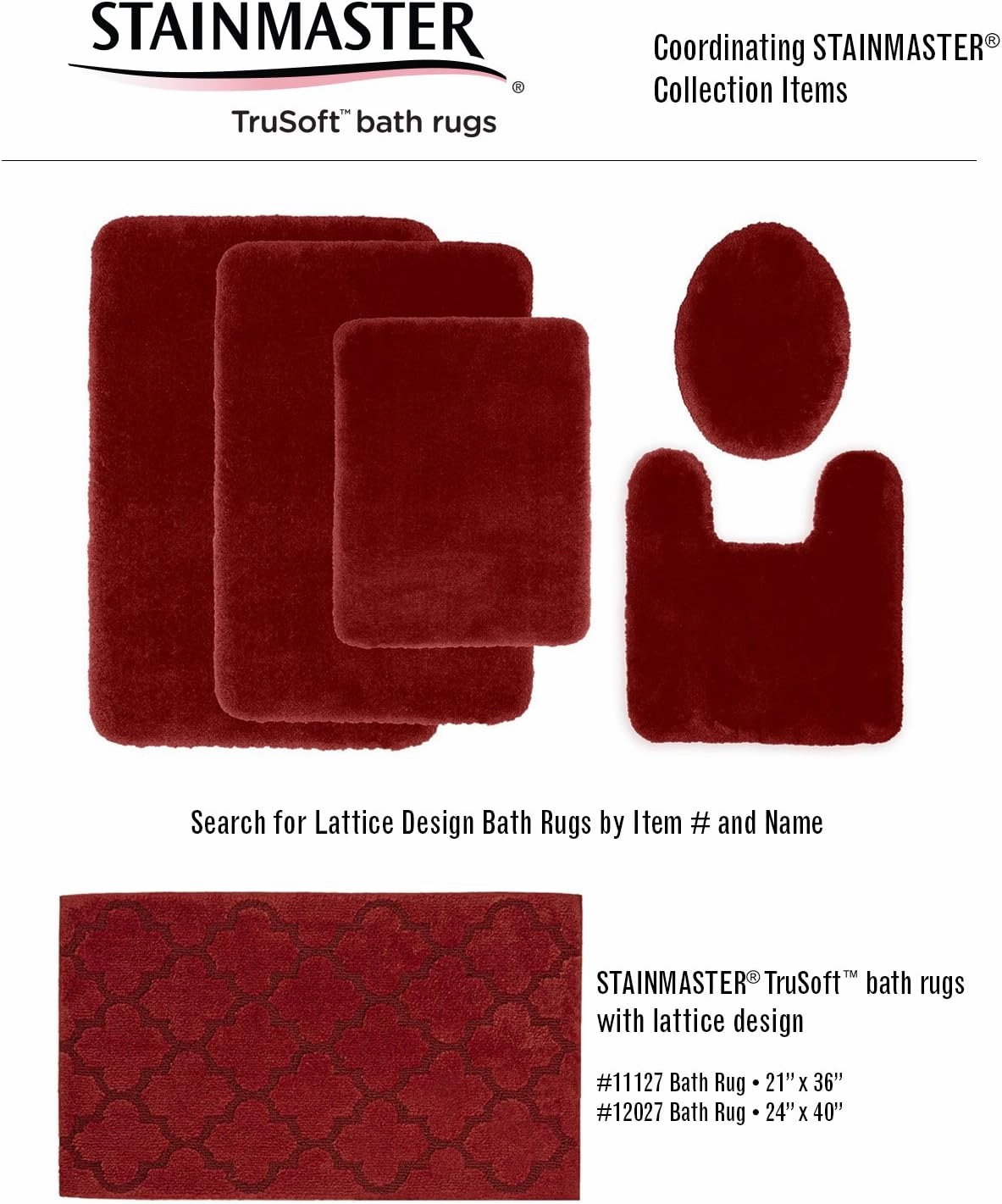 STAINMASTER TruSoft Luxurious Contour Bath Rug, 20-By-24 Inch Cherry