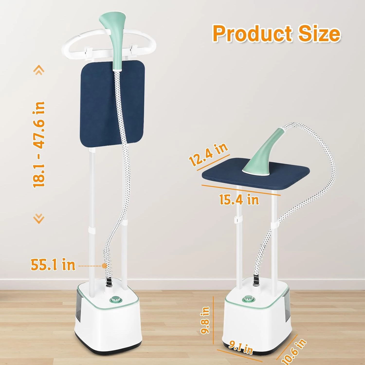 Steamer for Clothes, 2000W Powerful Standing Garment Steamer, 10 Steam Levels, 2.7L Water Tank for 90 Mins Continuous Steaming, Home & Commercial Use, Hanger, Gloves, Fabric Brush (Green)