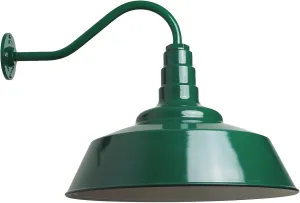 Steel Lighting Co. Redondo Barn Light | Outdoor Wall Mounted | 20 inch Dome | 16 inch Gooseneck | Large Farmhouse Warehouse Light Made in America | Green Exterior/White Interior