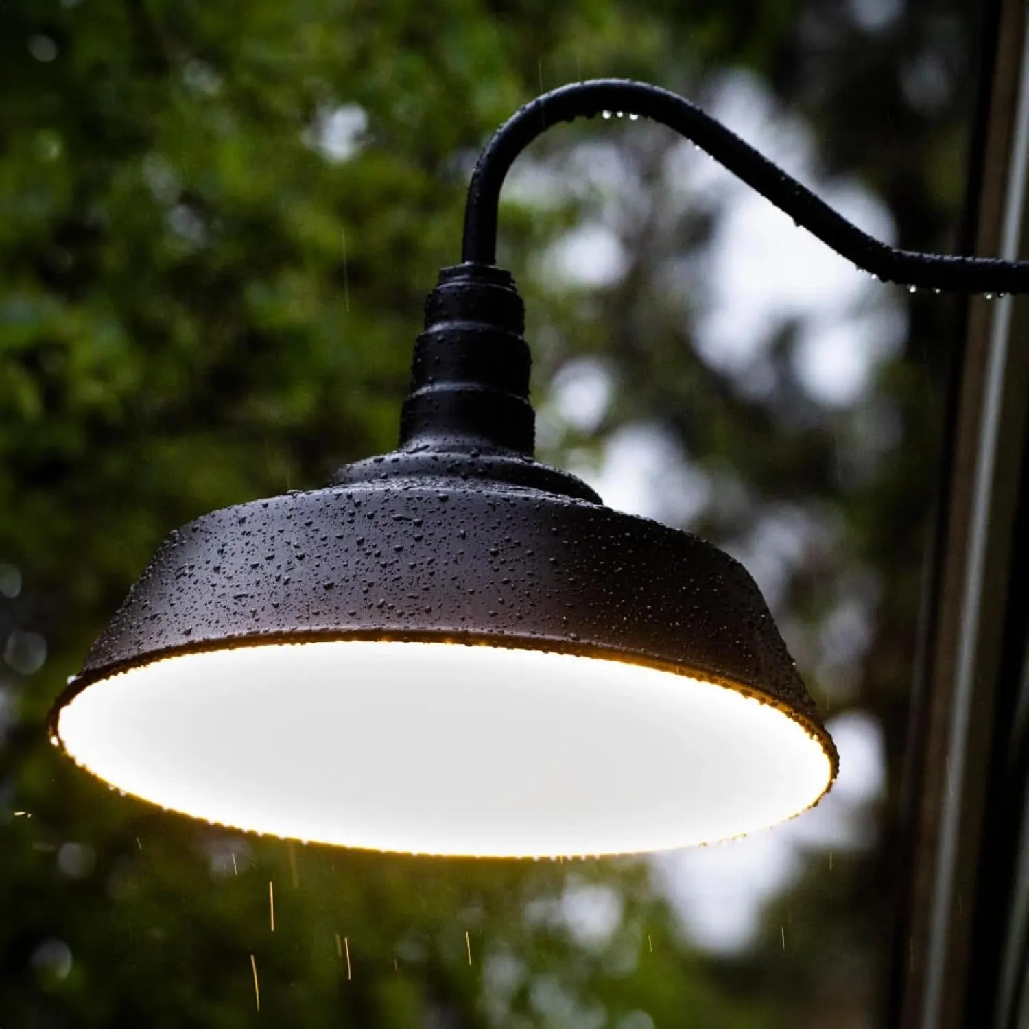 Steel Lighting Co. Redondo Barn Light | Outdoor Wall Mounted | 20 inch Dome | 16 inch Gooseneck | Large Farmhouse Warehouse Light Made in America | Green Exterior/White Interior