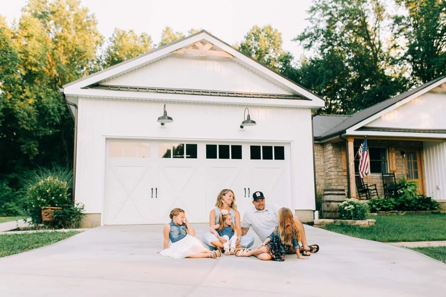Steel Lighting Co. Gardena Barn Light | Outdoor Wall Mounted | 16" Dome | 16" Gooseneck | Farmhouse Light Made in America | Matte Black Exterior/White Interior