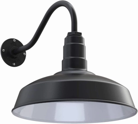 Steel Lighting Co. Gardena Barn Light | Outdoor Wall Mounted | 16" Dome | 16" Gooseneck | Farmhouse Light Made in America | Matte Black Exterior/White Interior