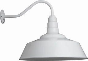 Steel Lighting Co. Redondo Barn Light | Outdoor Wall Mounted | 20 inch Dome | 16 inch Gooseneck | Large Farmhouse Warehouse Light Made in America | White Exterior/White Interior