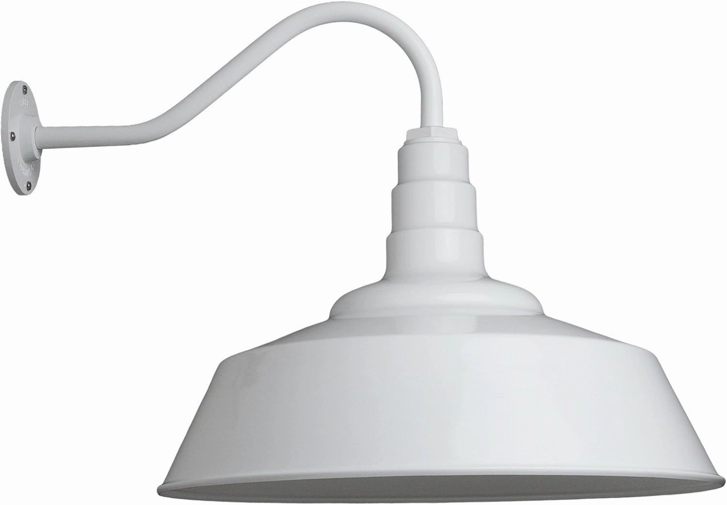 Steel Lighting Co. Redondo Barn Light | Outdoor Wall Mounted | 20 inch Dome | 16 inch Gooseneck | Large Farmhouse Warehouse Light Made in America | White Exterior/White Interior