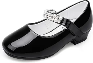 Stelle Girls Dress Shoes White Flower Girl Shoe Mary Jane Low Heels for Wedding (Toddler/Little/Big Kid)