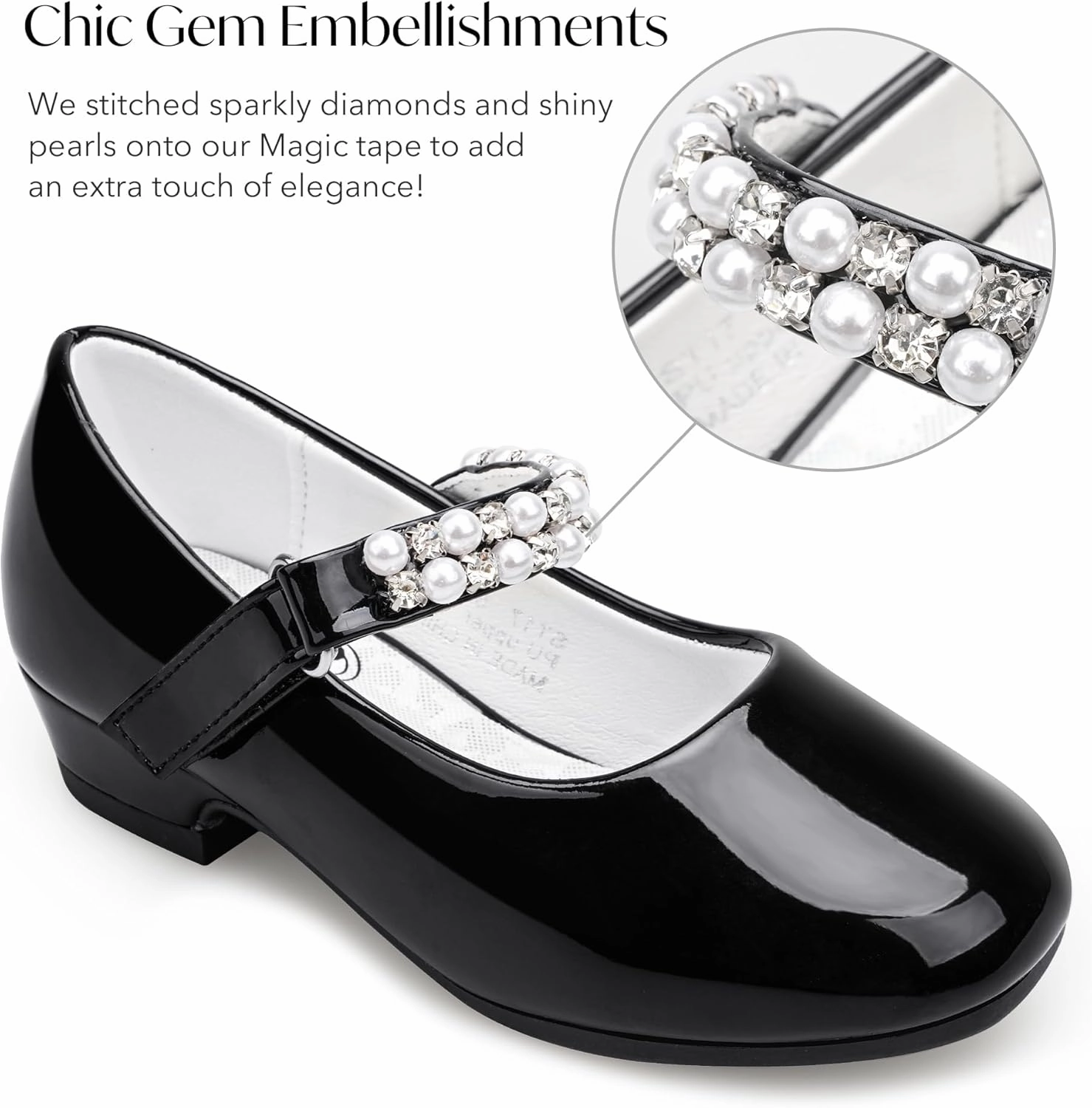 Stelle Girls Dress Shoes White Flower Girl Shoe Mary Jane Low Heels for Wedding (Toddler/Little/Big Kid)