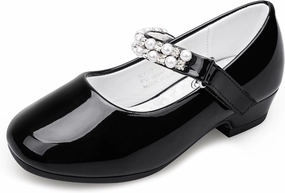 Stelle Girls Dress Shoes White Flower Girl Shoe Mary Jane Low Heels for Wedding (Toddler/Little/Big Kid)