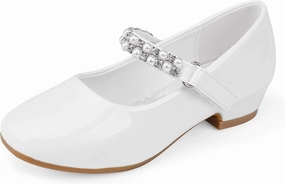 Stelle Girls Dress Shoes White Flower Girl Shoe Mary Jane Low Heels for Wedding (Toddler/Little/Big Kid)